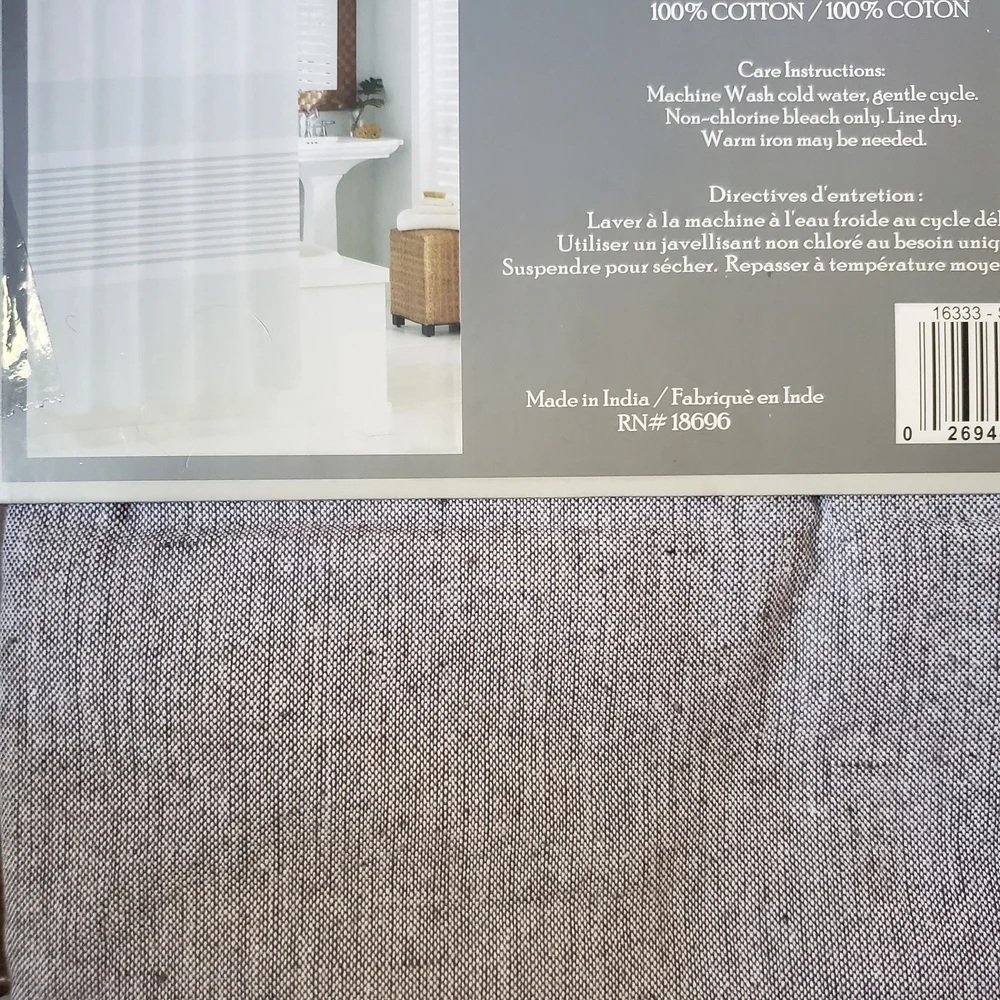 Sanctuary Shower Curtain  with Horizontal Stripes 100 Percent Cotton 72x72 NWT